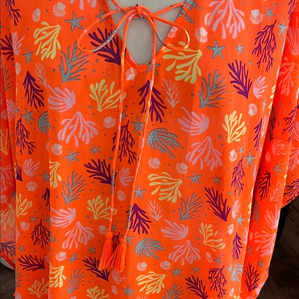 Vibrant Orange Floral Swim Cover-Up Weekend - Picture 2 of 5